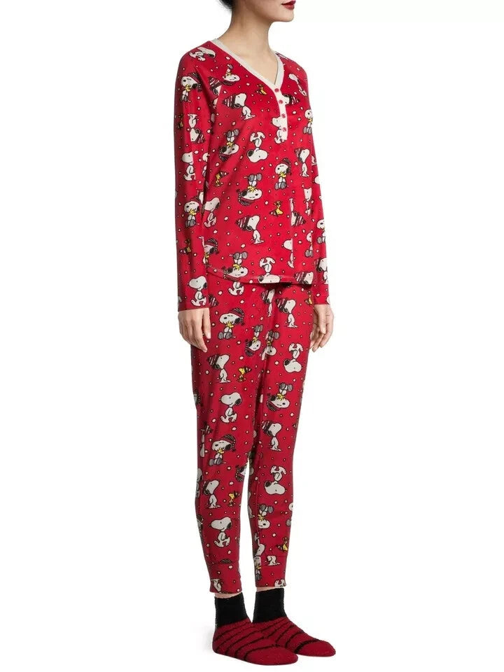 RED BLACK SNOOPY PEANUTS PAJAMA SET w SOCKS WOMEN'S 3 Pc SET NEW 3X