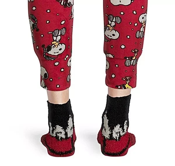 RED BLACK SNOOPY PEANUTS PAJAMA SET w SOCKS WOMEN'S 3 Pc SET NEW 3X