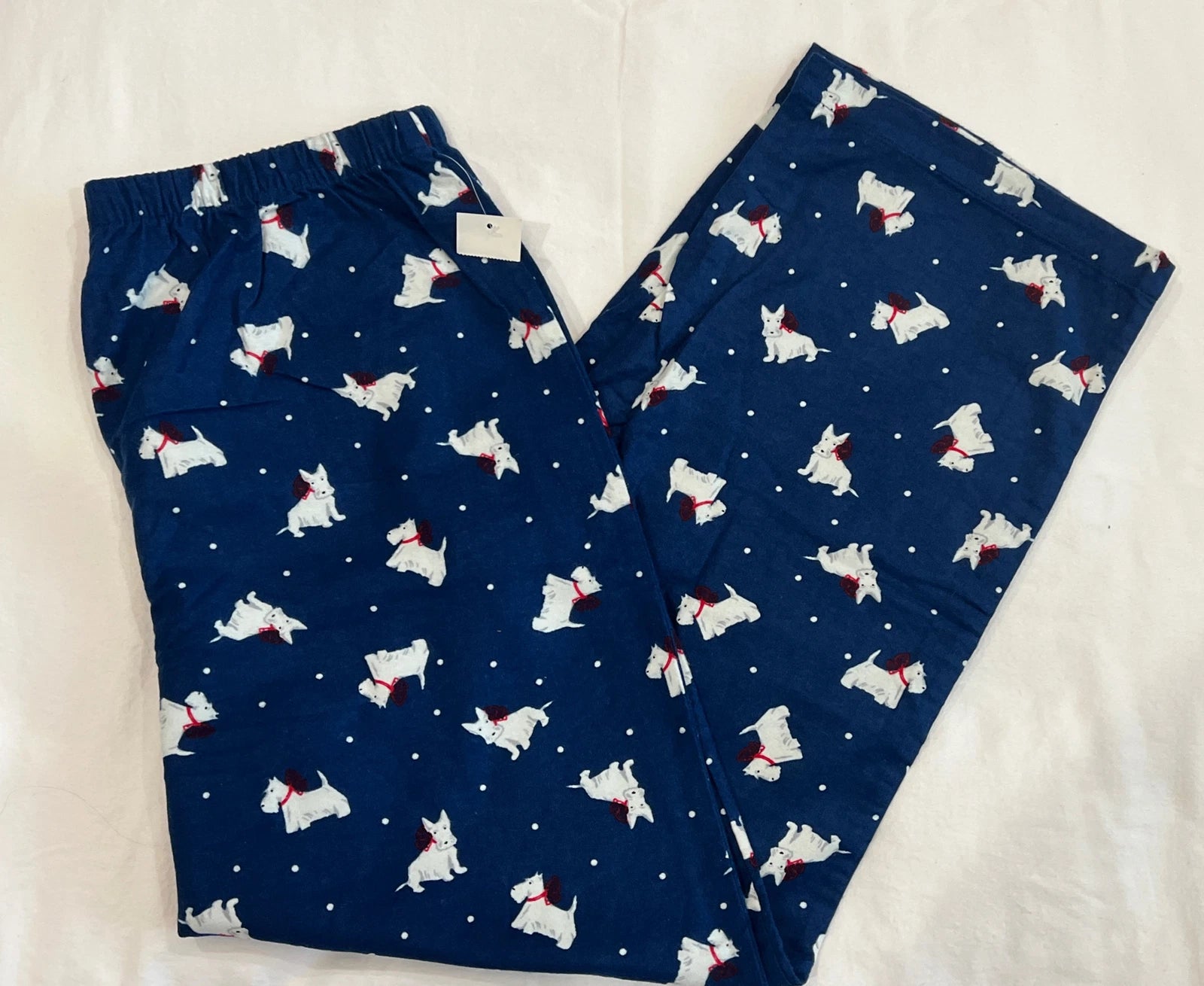 Charter Club Long Sleeve Flannel Pajama Set Womens S Small Scottie Dogs Blue New