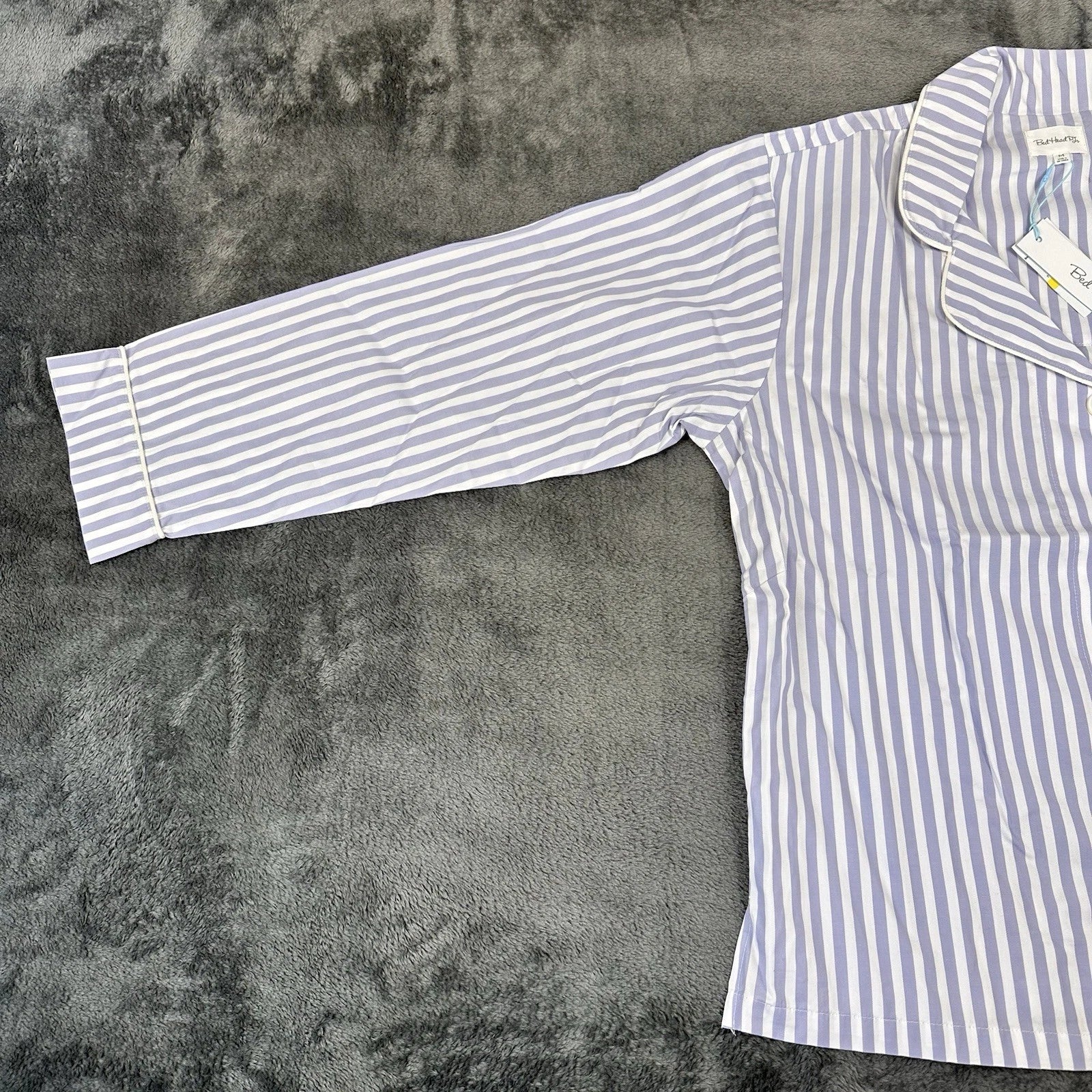 Bed Head 2pc Pajama Set Size Medium Blue Stripe Relax Fit Long Sleeve Women NWT