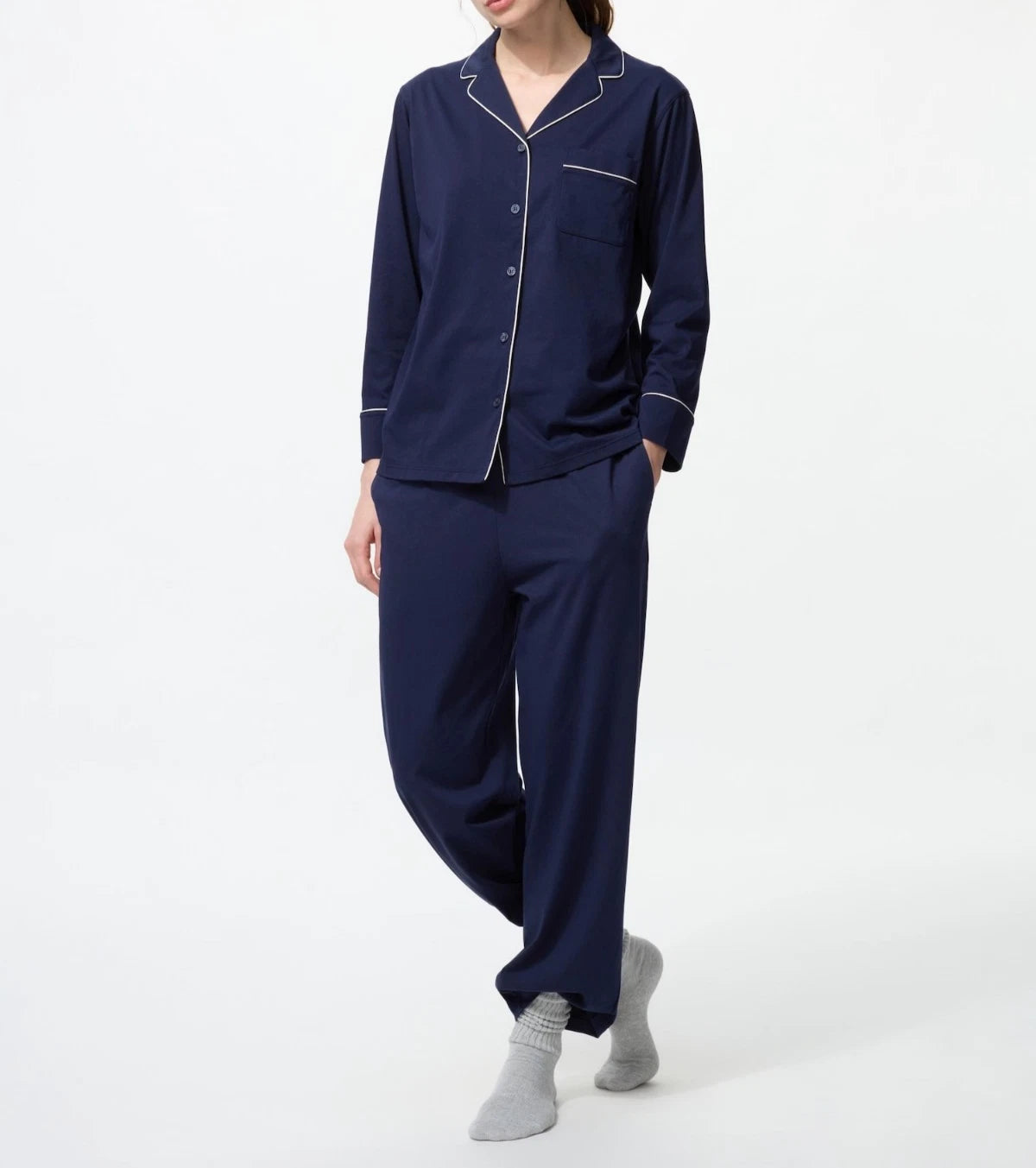 UNIQLO AIRism Cotton Long Pajama Set Dry Cool Touch Sleepwear XS-3XL 3Colors