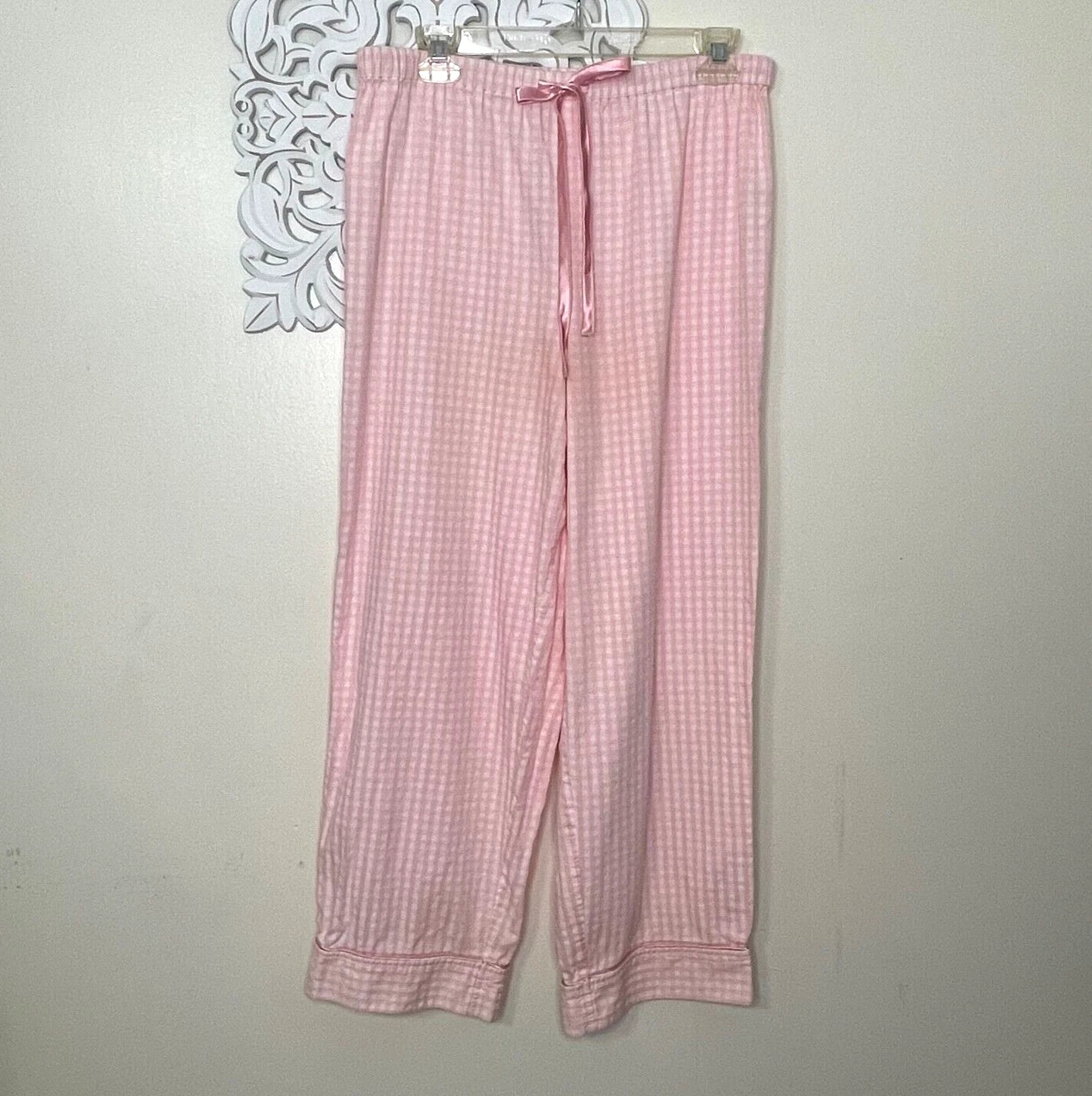 NAUTICA Sleepwear women's Medium pajama set pink gingham breast cancer awareness
