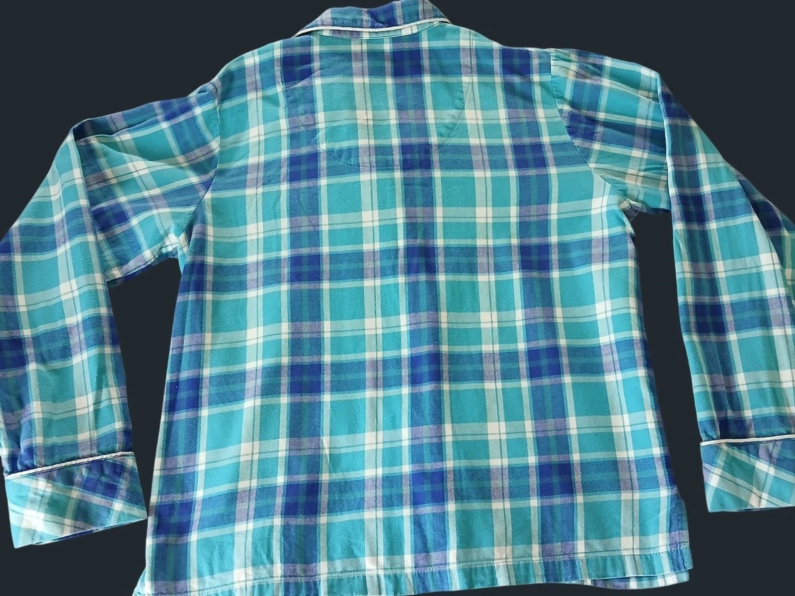 Pajamagram Green Blue Plaid Flannel Pajama Set Size L Long Sleeve Shirt  Pants