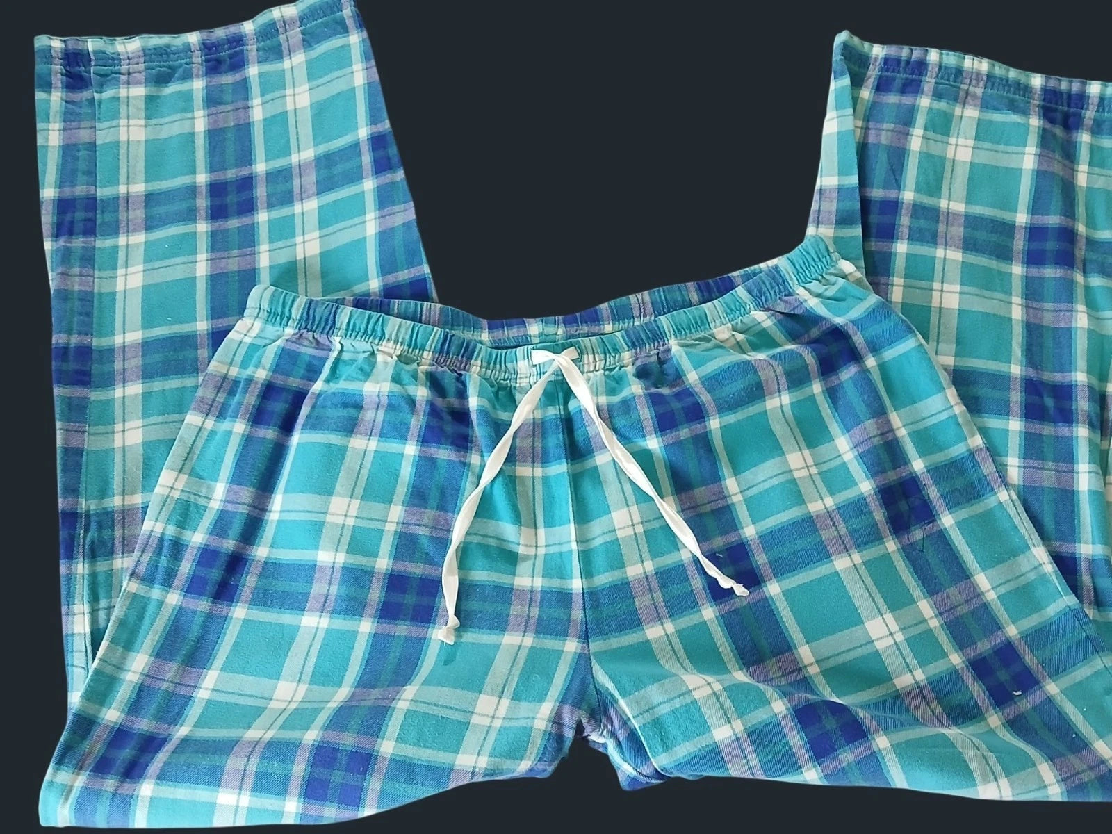 Pajamagram Green Blue Plaid Flannel Pajama Set Size L Long Sleeve Shirt  Pants