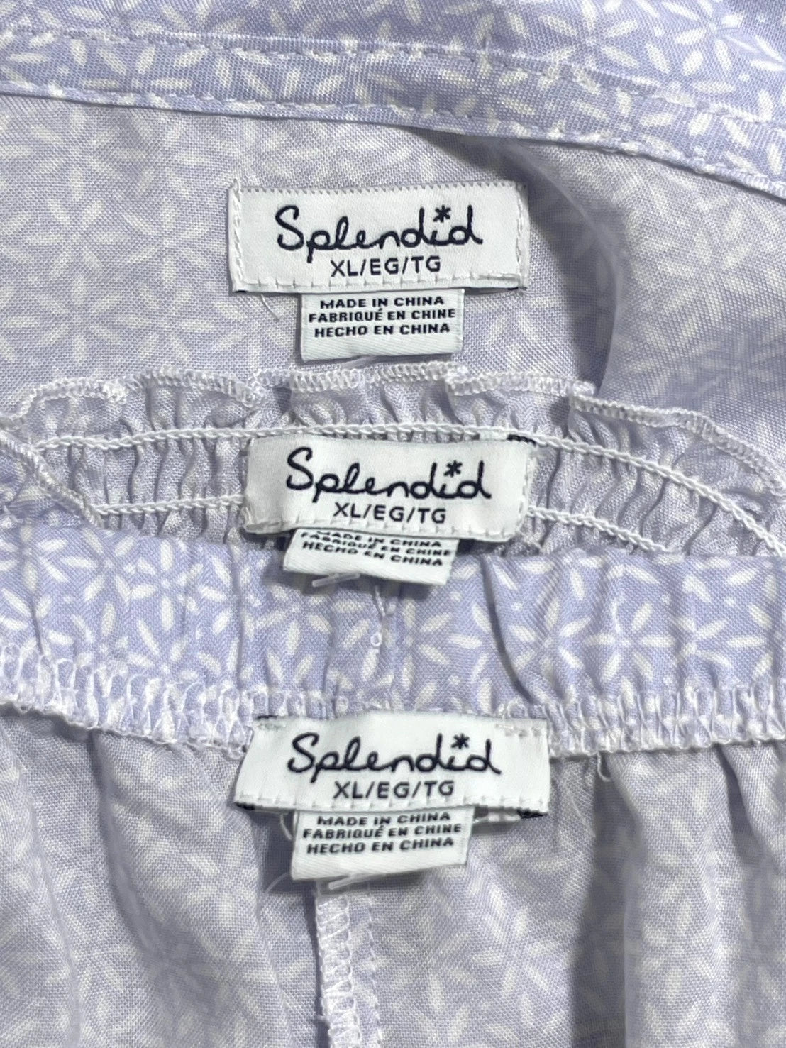 NWT Splendid Womens XL 3-Piece Robe, Tank Top & Shorts Sleep Set Petal Dot Geo