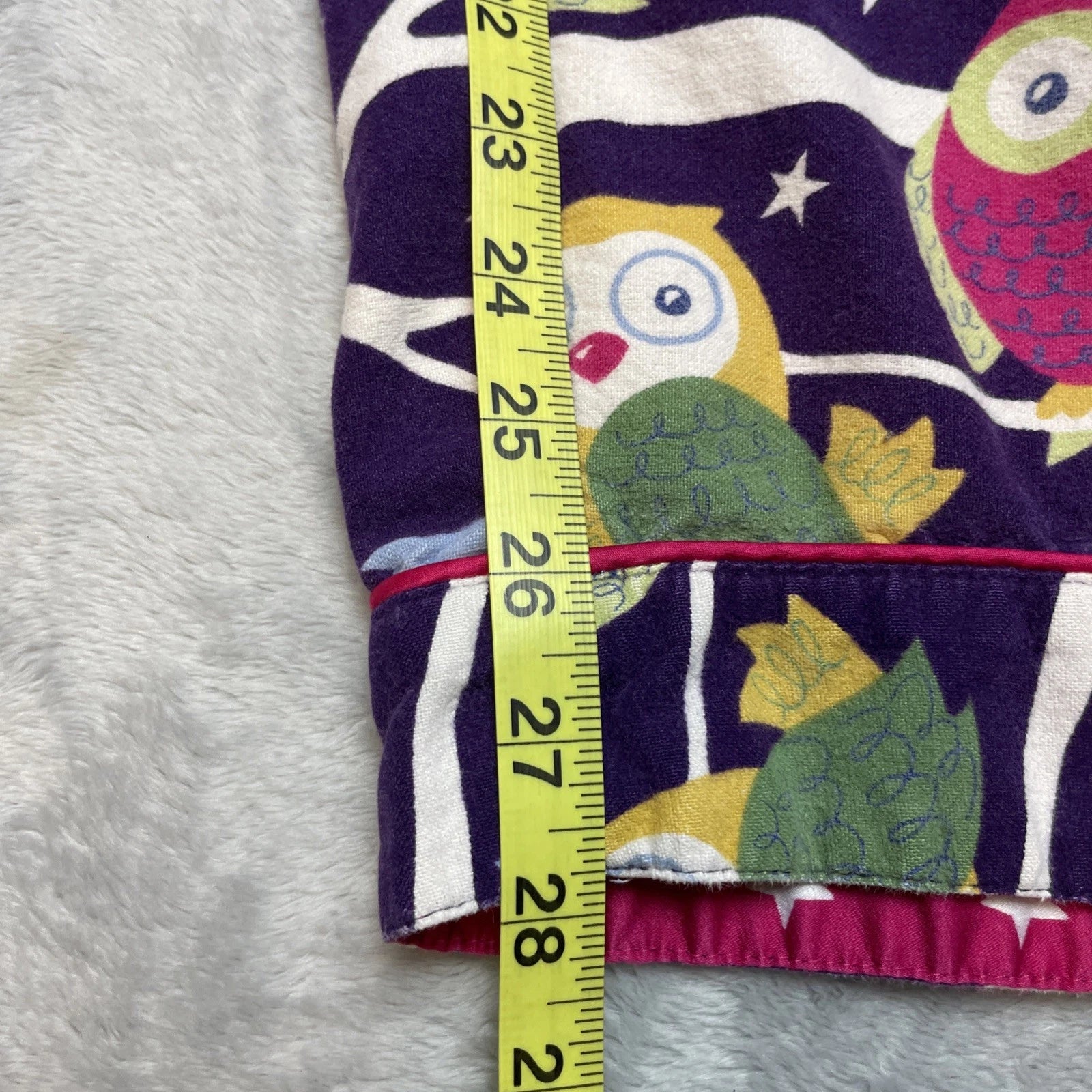 Nick & Nora Owl Pajama Set Womens XL Purple Flannel Top Bottoms Starry Night