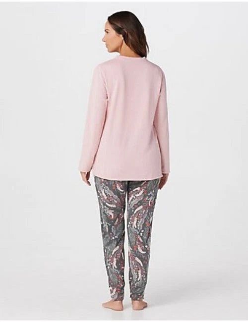 Cuddl Duds Black Foulard Comfortwear Jogger Pajama Set XS New