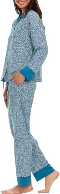Flora Nikrooz Women's Satin Trim Notch Collar PJ Set
