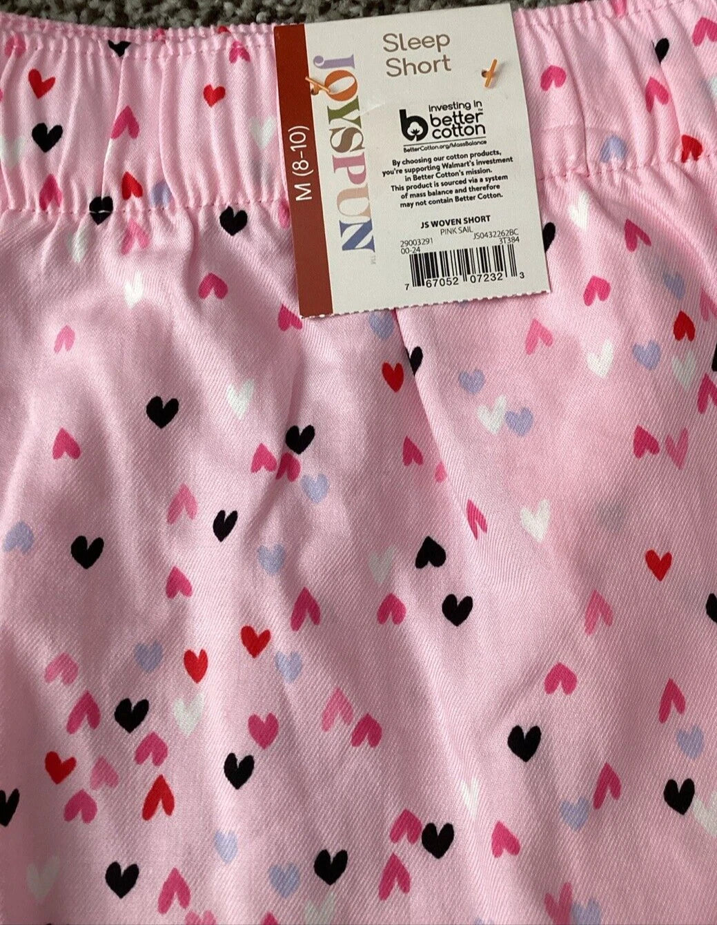 JOYSPUN LADIES PINK SAIL HEART PRINT WOVEN ELASTIC WAIST PJ SHORTS Sz M*