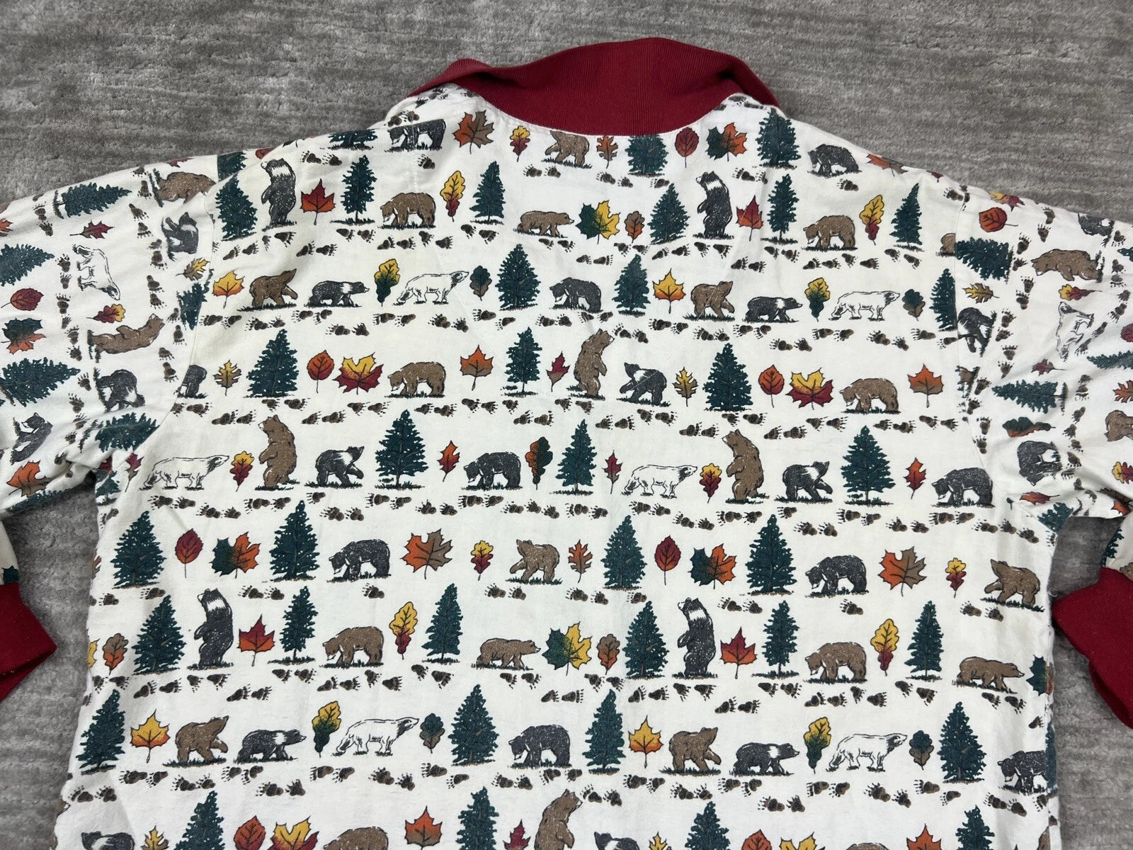 Personal Identity Intimates Pajama Suit Large White Bear Forest Print Two Piece