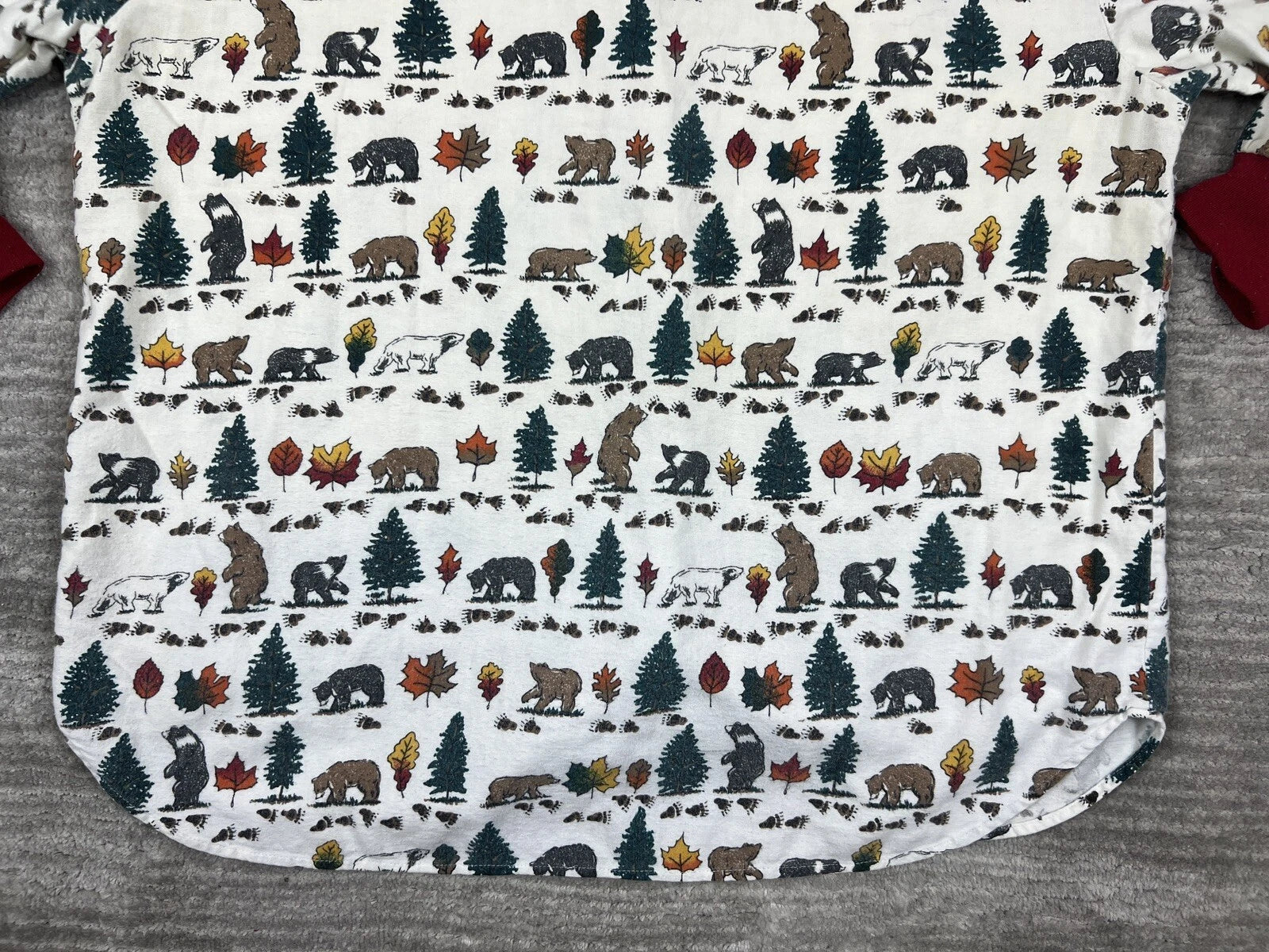 Personal Identity Intimates Pajama Suit Large White Bear Forest Print Two Piece