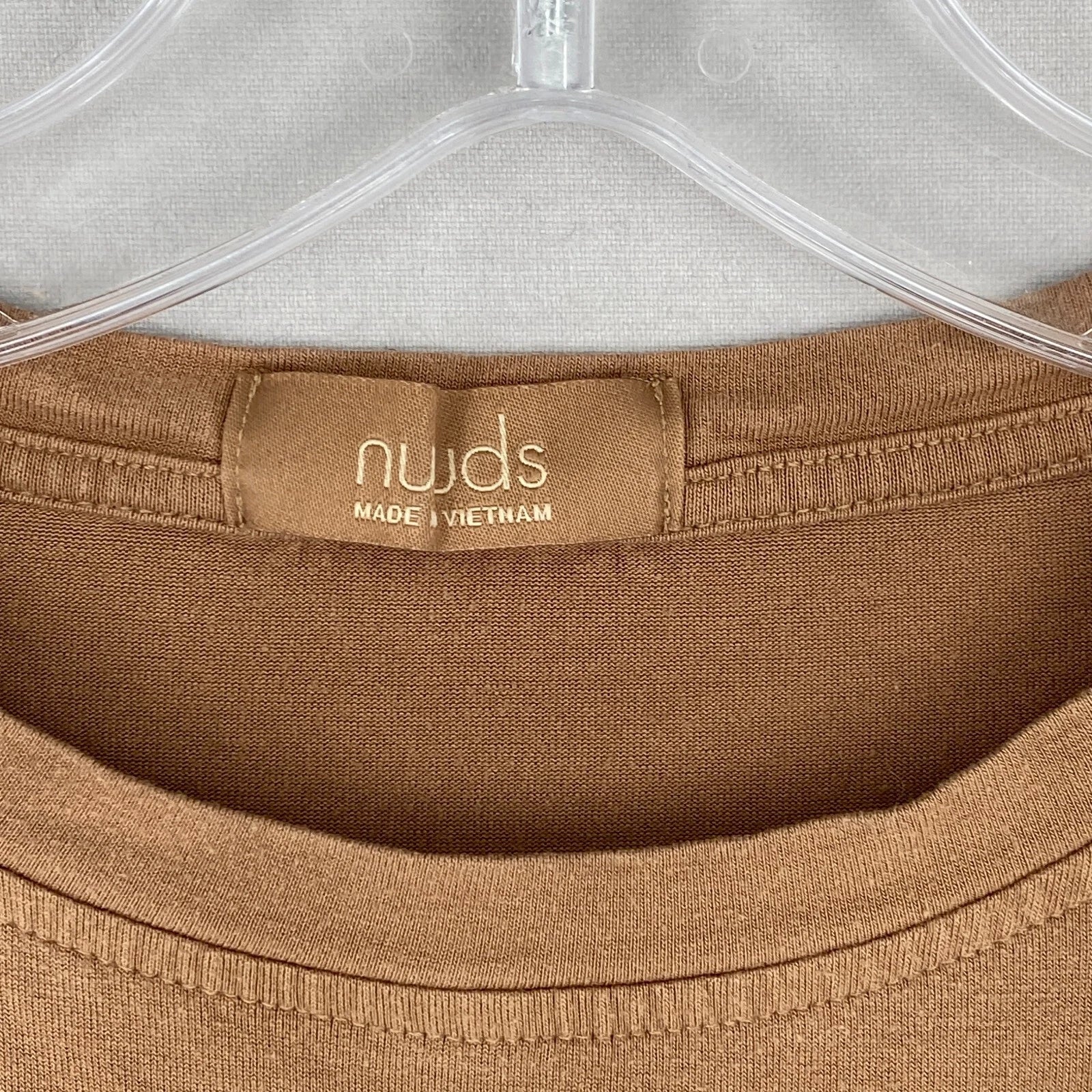 Nuuds Pajama Set Top & Pants Womens Size XS Brown Crewneck Pull On Bottoms