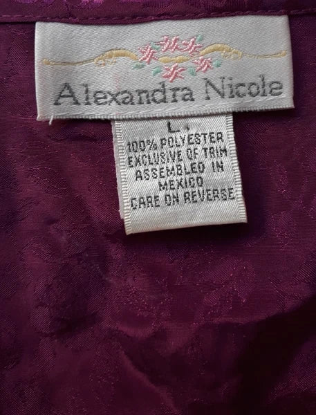 Magenta 2 Piece Pajama's Size Large Alexandra Nicole Satin Flirty & Fun