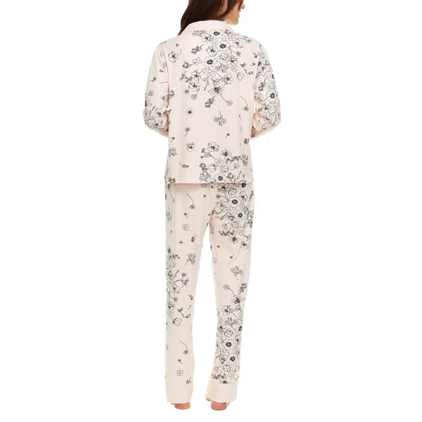 Flora Nikrooz Women's Satin Trim Notch Collar PJ Set