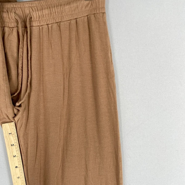 Nuuds Pajama Set Top & Pants Womens Size XS Brown Crewneck Pull On Bottoms