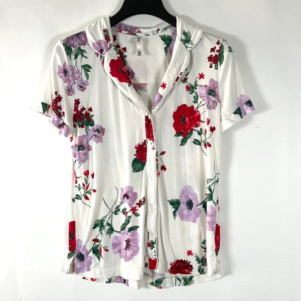 SOMA Cool Nights Pajamas Set PJs Small Cream Floral Cottage Fairy Tale Lounge