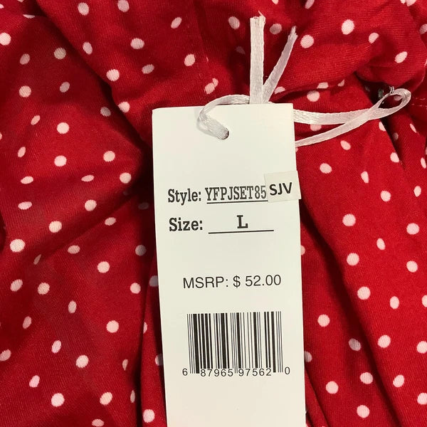 Joan Vass Womens Polka Dot Short Sleeves Collar 2 Piece Red Sleepwear Lounge Set