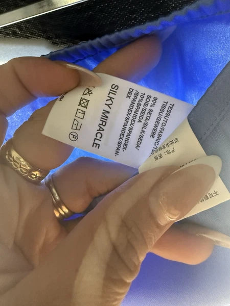 Silky Miracle PJ set longsleeve button down shirt and pants size M Blue