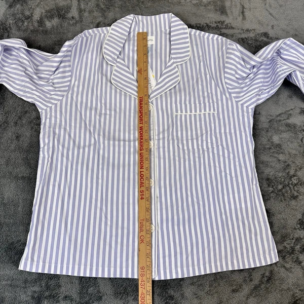 Bed Head 2pc Pajama Set Size Medium Blue Stripe Relax Fit Long Sleeve Women NWT
