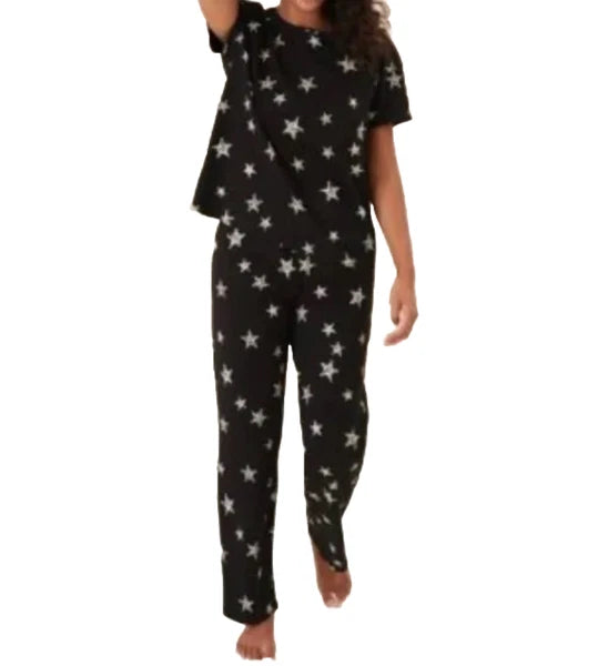 M&S COLLECTION BLACK PURE COTTON STAR PRINT PYJAMA SET