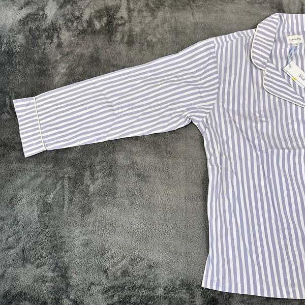 Bed Head 2pc Pajama Set Size Medium Blue Stripe Relax Fit Long Sleeve Women NWT
