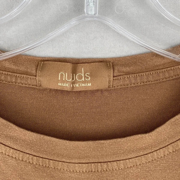 Nuuds Pajama Set Top & Pants Womens Size XS Brown Crewneck Pull On Bottoms