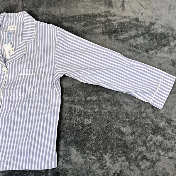 Bed Head 2pc Pajama Set Size Medium Blue Stripe Relax Fit Long Sleeve Women NWT