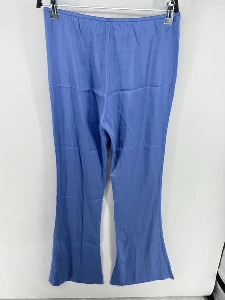 Silky Miracle PJ set longsleeve button down shirt and pants size M Blue