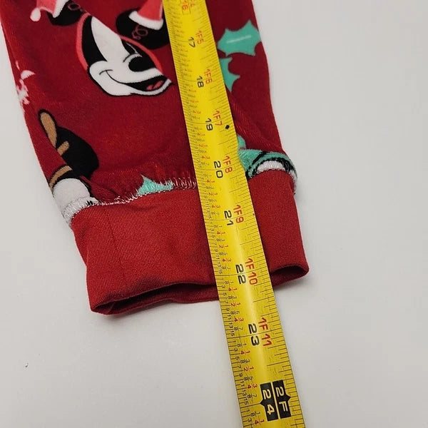 Disney Mickey Mouse Pajama Set Size XL Christmas Holiday Red Shirt Jogger Pant