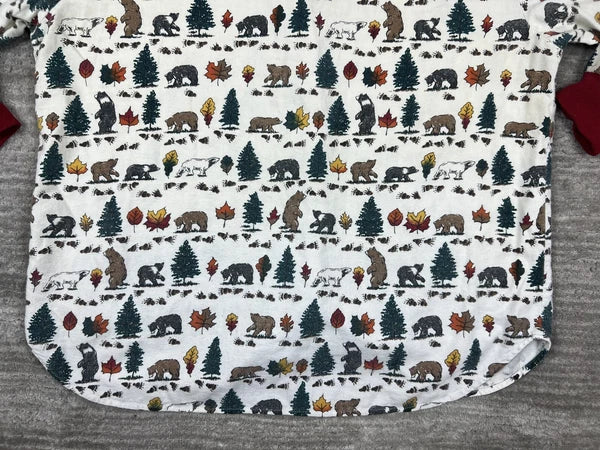 Personal Identity Intimates Pajama Suit Large White Bear Forest Print Two Piece