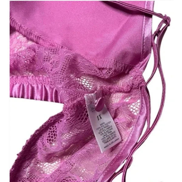 Frederick's of Hollywood Delphine Sexy 2 Piece Satin & Lace Pajamas Plus SZ 1X