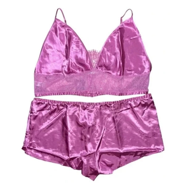 Frederick's of Hollywood Delphine Sexy 2 Piece Satin & Lace Pajamas Plus SZ 1X