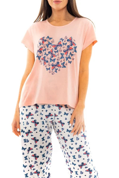 Suzy & Me Ladies 100% Cotton Jersey Crop Leg Pyjama