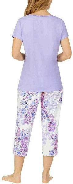 Carole Hochman Women's 4 Piece Purple and Floral Pajama Set Size L (1006) NWOT