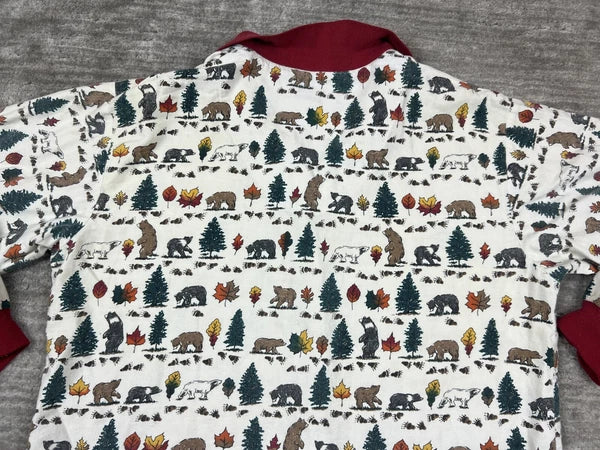 Personal Identity Intimates Pajama Suit Large White Bear Forest Print Two Piece