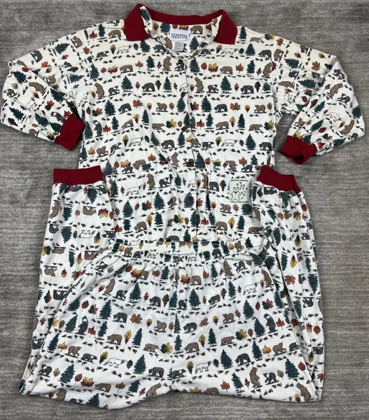 Personal Identity Intimates Pajama Suit Large White Bear Forest Print Two Piece