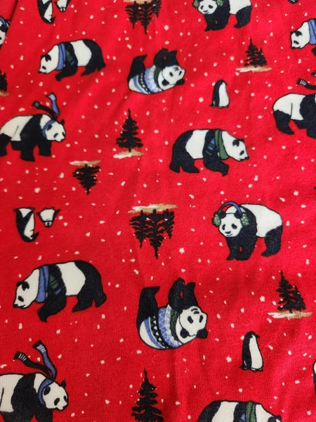 Red Panda Bear 100% Cotton 2pc PJ Winter Cozy Women's Medium Long Sleeve Stretch