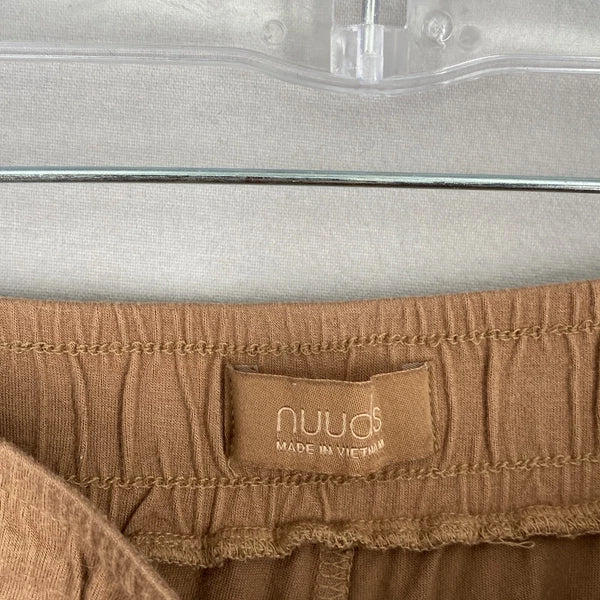 Nuuds Pajama Set Top & Pants Womens Size XS Brown Crewneck Pull On Bottoms