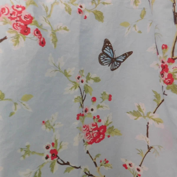 NEW Portuguese Cotton Pajamas PJs Capri Short Sleeve Blue Floral Size Small