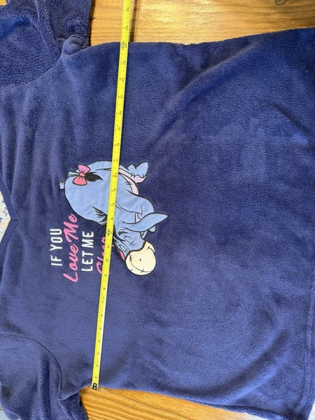 Disney 2 Piece Women’s Fuzzy Pajamas Eeyore Winnie The Pooh Size 2X Let Me Sleep