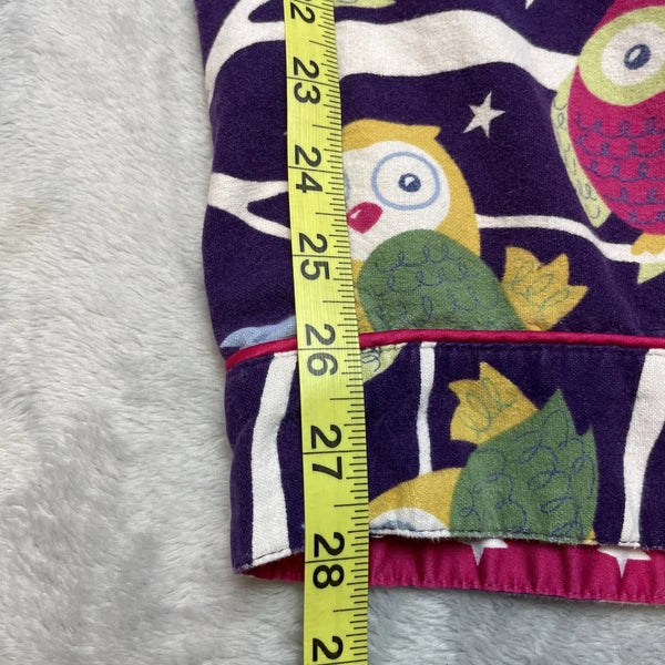 Nick & Nora Owl Pajama Set Womens XL Purple Flannel Top Bottoms Starry Night