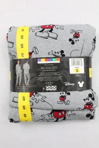 Disney Character Womens Fleece Soft Cozy Jogger 2-Piece Lounge Gray S M L Mickey