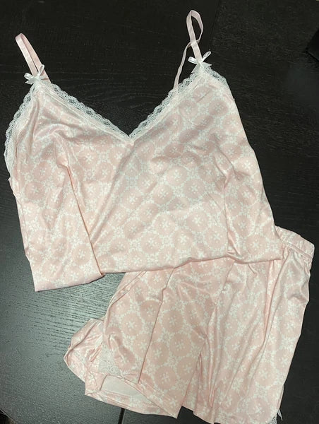 Nanette Lepore Pajama Set Womens Plus 1X Pink Floral Tank Shorts Stretch 150-21