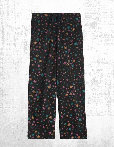 Ex Seasalt Women’s Long Sleeve Cotton Pyjama Set in Black Multi Snow