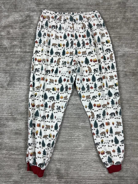 Personal Identity Intimates Pajama Suit Large White Bear Forest Print Two Piece