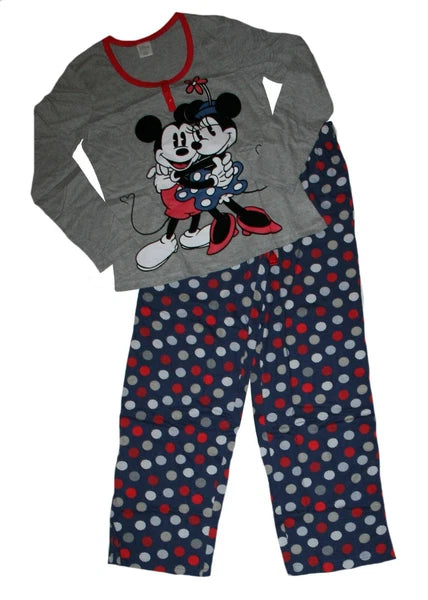 Disney Mickey Mouse and Minnie Mouse Women's 2 Piece Pajama Set NWT