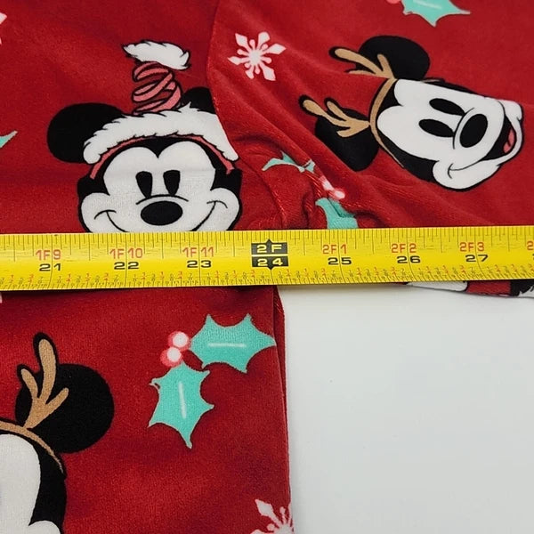 Disney Mickey Mouse Pajama Set Size XL Christmas Holiday Red Shirt Jogger Pant