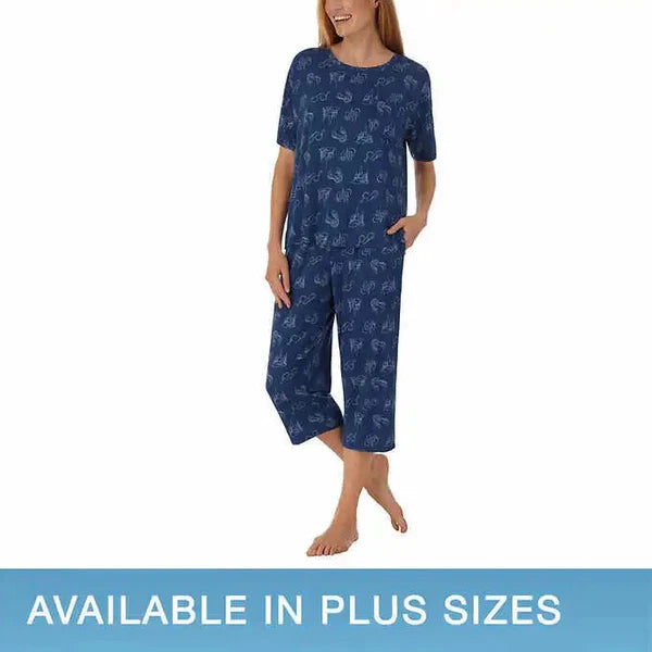 Disney Womens 2 Piece Capri Pajama Set