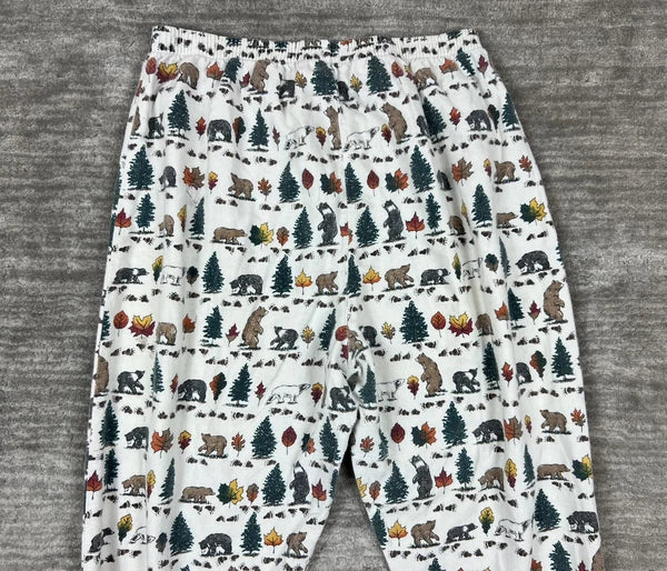 Personal Identity Intimates Pajama Suit Large White Bear Forest Print Two Piece