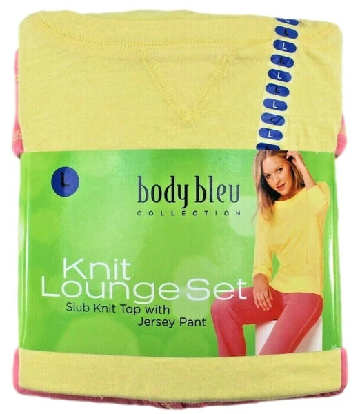 Ladies LOUNGER Pyjama Set YELLOW Long Sleeve Top PINK Bottom BODY BLEU Jersey PJ